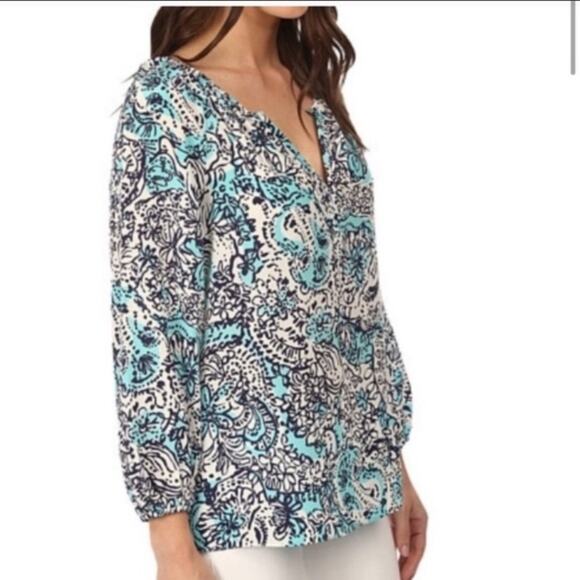 Lilly Pulitzer sarabeth silk top hippy hippy shake - Picture 2 of 10